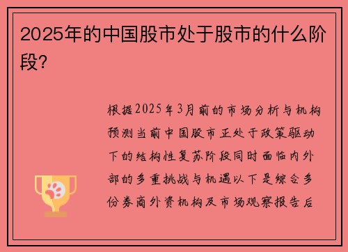 2025年的中国股市处于股市的什么阶段？