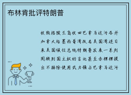 布林肯批评特朗普