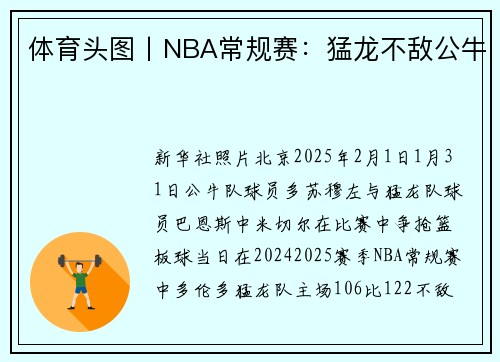 体育头图丨NBA常规赛：猛龙不敌公牛